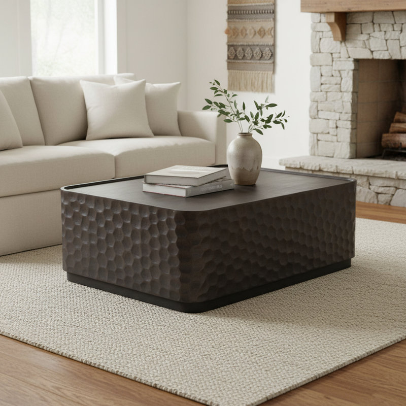 Gray Solid Wood Rectangle Coffee Table_Cocktail Table, Gray