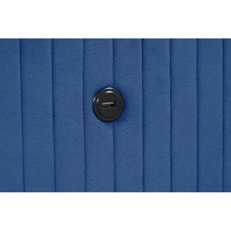 Ashray Upholstered Wingback Bed, King, Blue