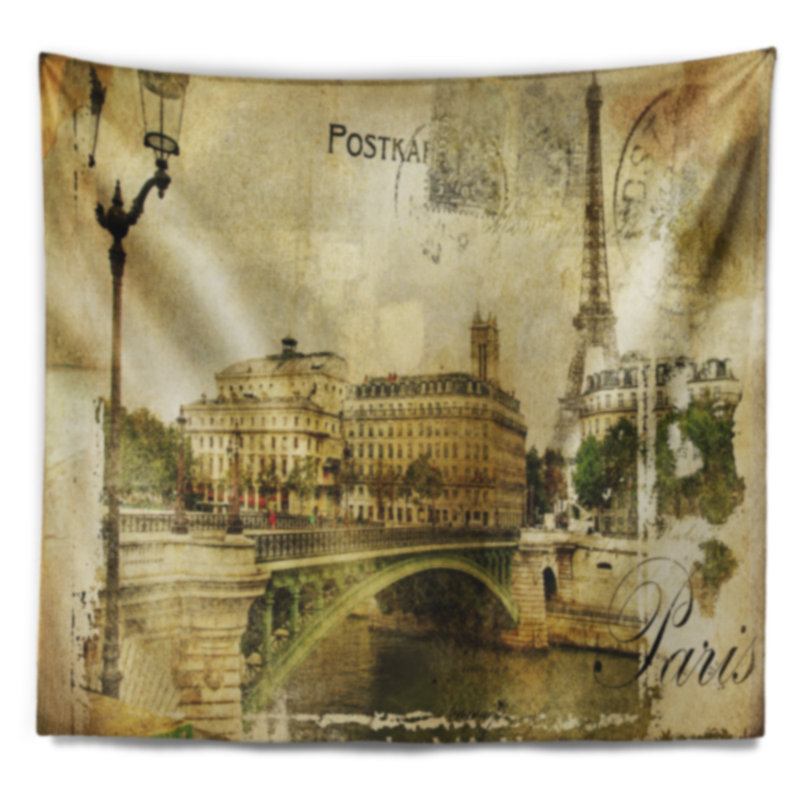 Paysage urbain abstrait paris tapisserie, H 32 po x l 39 po