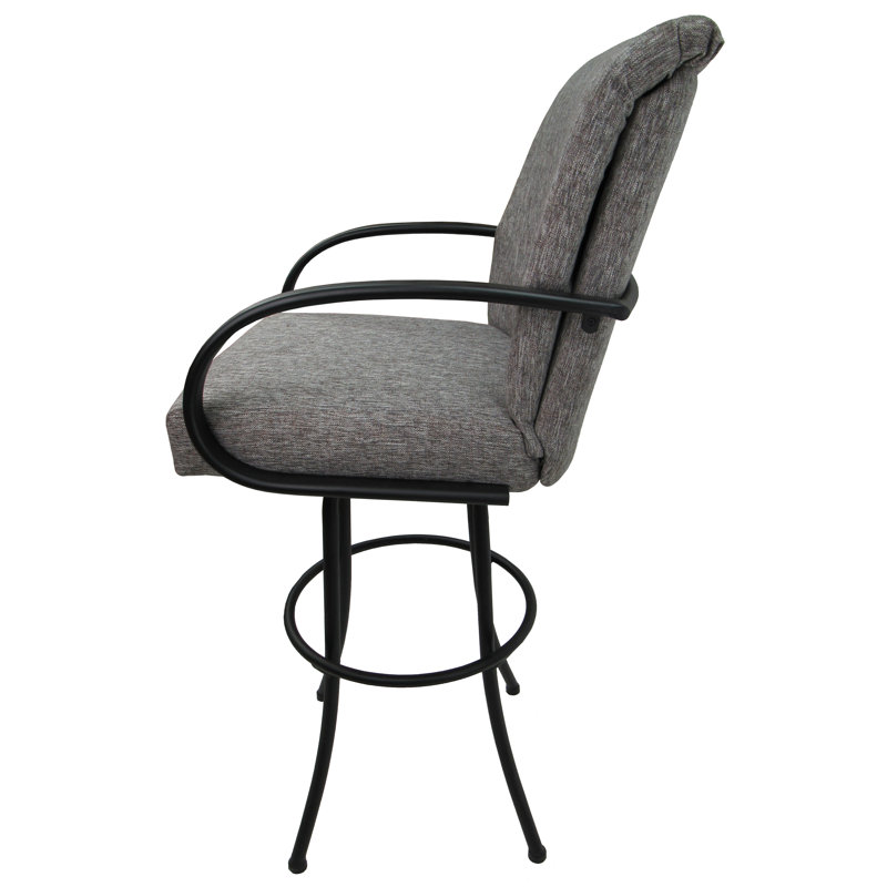Tabouret pivotant et très grand Grifton, Gris mojave, Noir, Tabouret de comptoir (siège d'une hauteur de 26 p