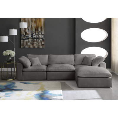 Cozy 119" Wide Velvet Modular Sofa & Chaise with Ottoman