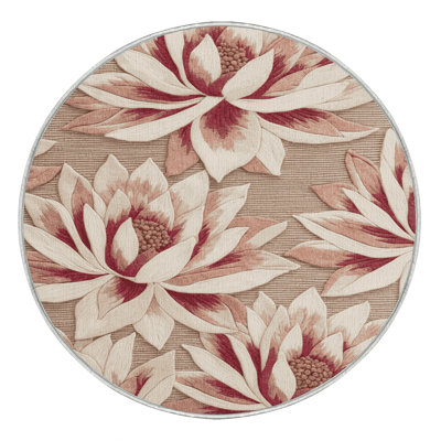 Machine Washable Botanical Beige Area Rug