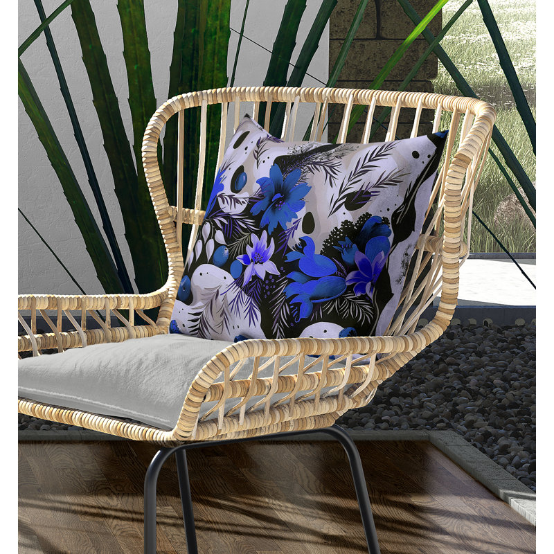 Charming Chronicles Outdoor Reversible Throw Pillow, Blue/Black, 20"H x 20"W