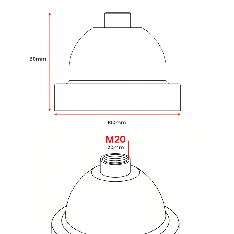Industrial Metal Ceiling Rose Canopy Light Kit, 100mm Single Hole Side Fitting with M20 Female Thread for Pendant and Chandelier Lighting