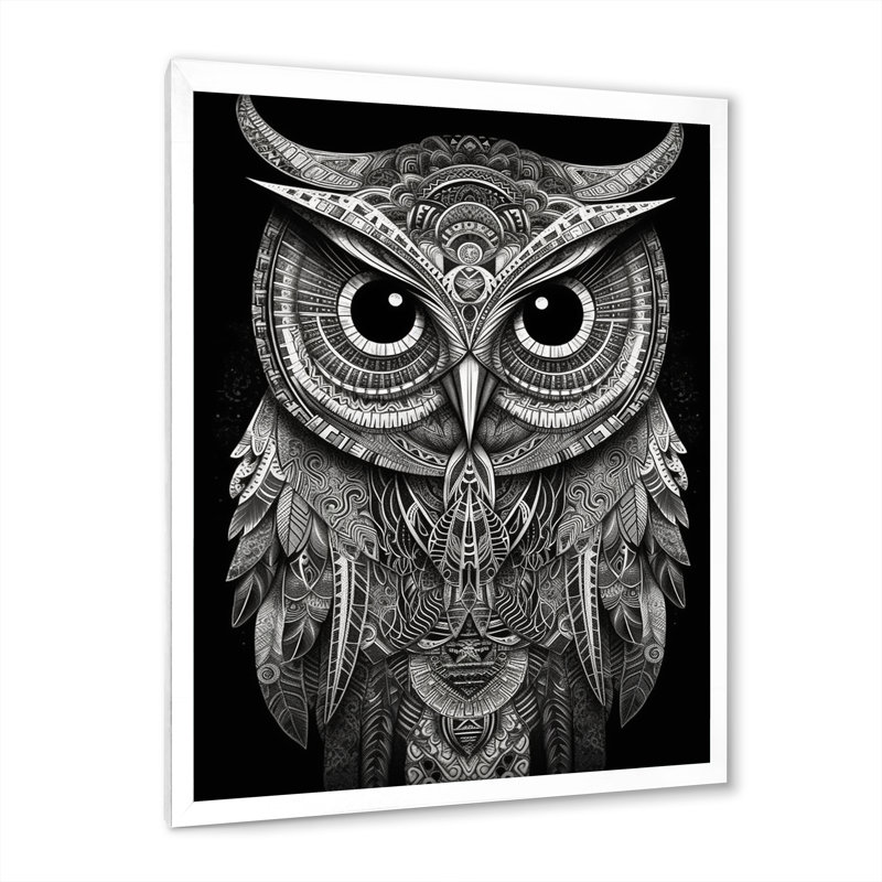 Sagesse du hibou blanc, H 20 po x l 12 po x P 1 po, Cadre photo blanc