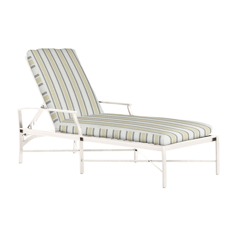 Monaco 76" Long Reclining Single Chaise with Cushions, No Welt, Slate Gray, Herringbone Sand