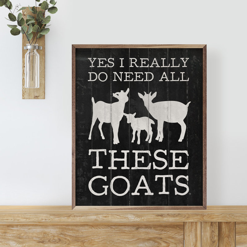 All These Goats Whitewash, White/Black, 10" H x 8" W