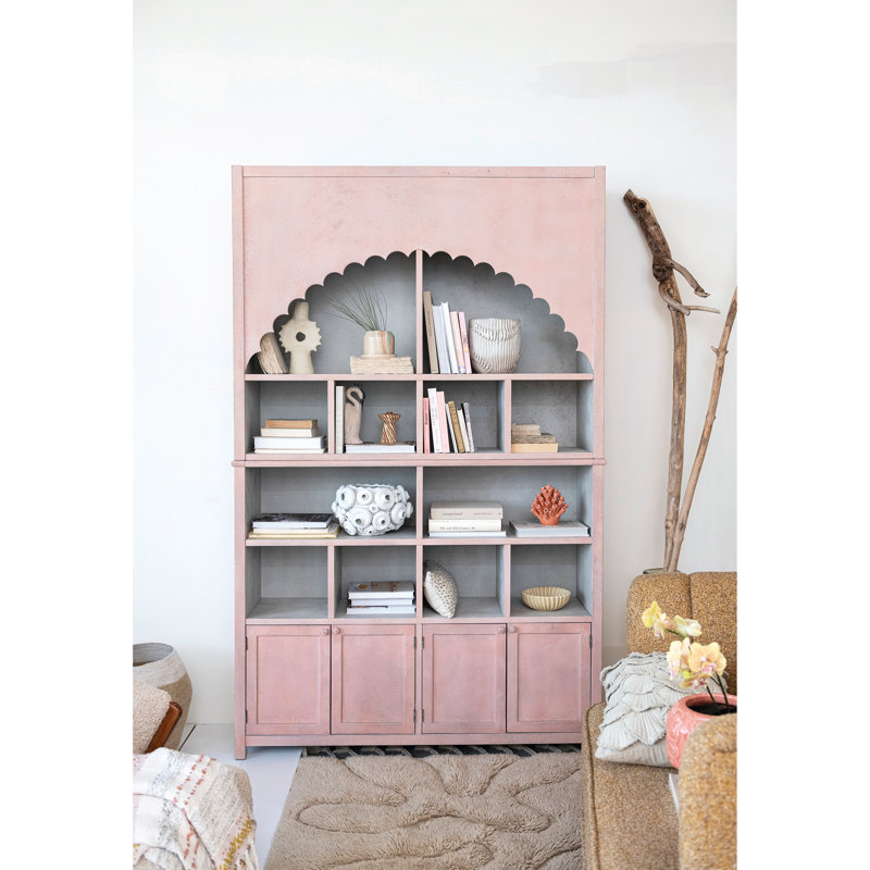 Armoire de rangement en bois avec bord festonné Jonnathon, rose antique