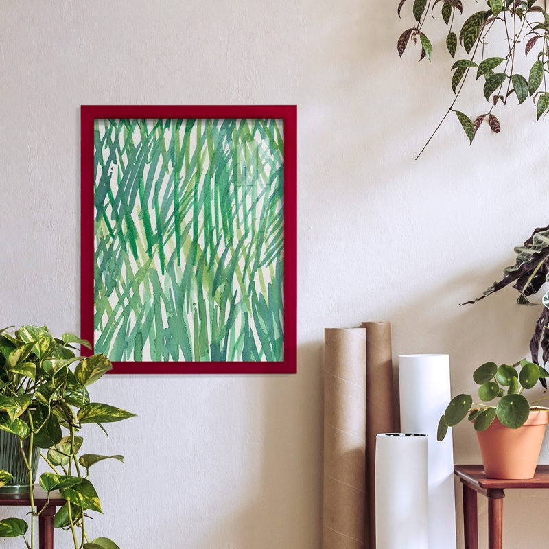 Just Grass I - imprimé, Papier encadré rouge, H 15 po x l 12 po x P 1 po