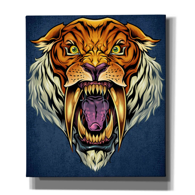 Daylen " Sabertooth Tiger Mascot ", 30" H x 26" W x 1.5" D