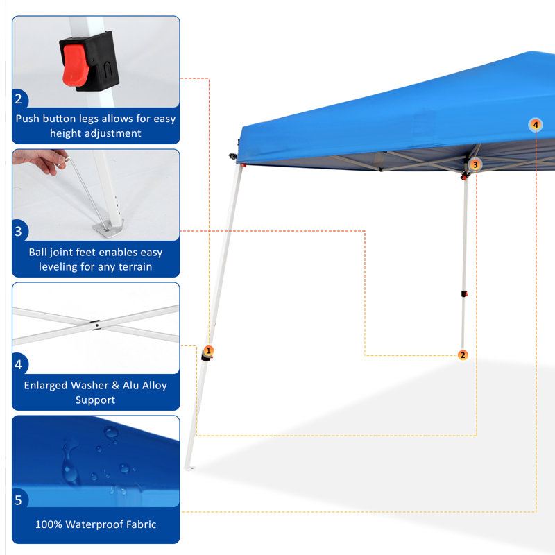 Blue 10x10 Slant Leg Waterproof Steel Canopy Tent