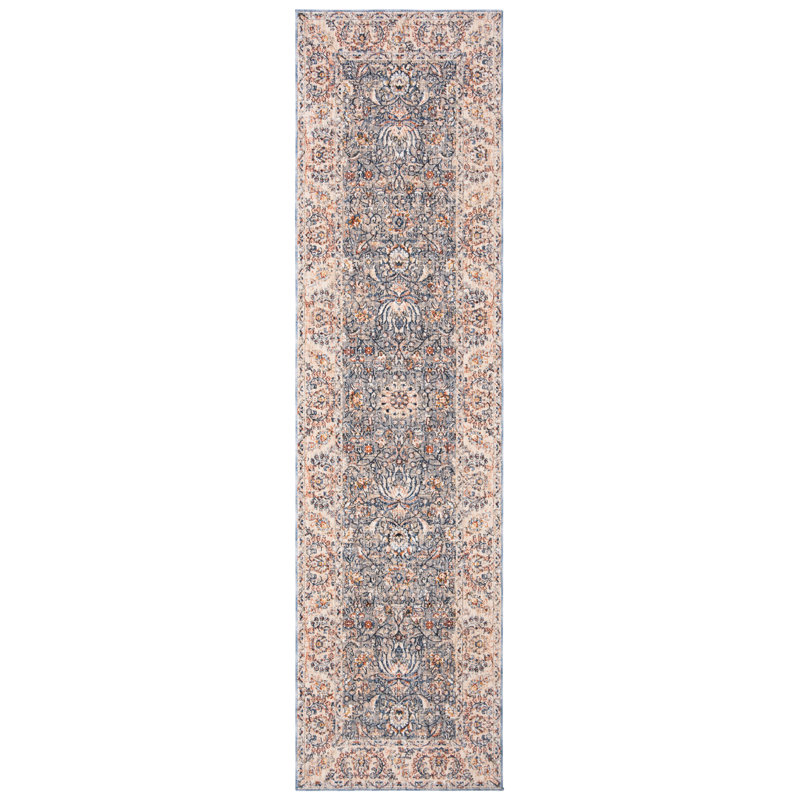 Tapis bleu clair tissé à la machine Ralph Lauren Celia, Tapis de couloir 2 pi 2 po x 8 pi