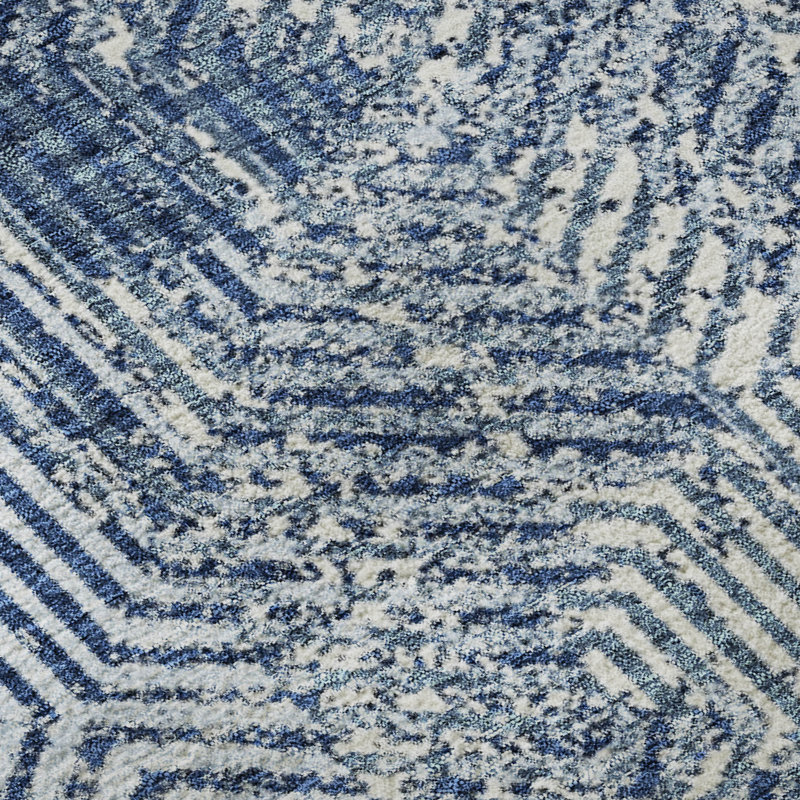 Tapis bleu marine de qualité supérieure lavable à la machine Prisco, Rectangulaire 8 pi x 10 pi