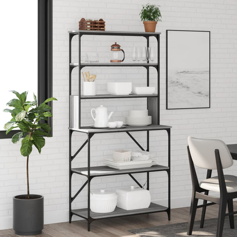 Jollain 90cm W Metal Shelving Unit, Grey Sonoma