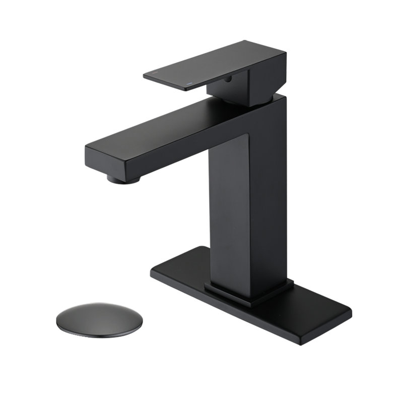 Single-Hole Single-handle Bathroom Faucet with Drain Assembly, Matte Black