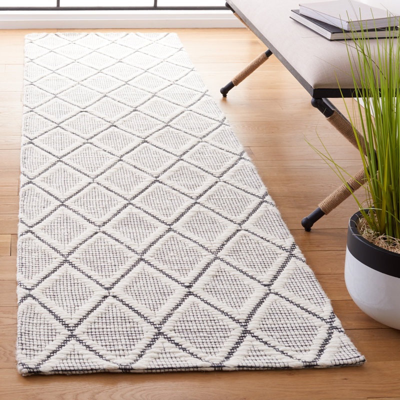 Marbella Hand Woven Wool And Cotton With Latex Geometric Rug, Runner 2'3" x 9'