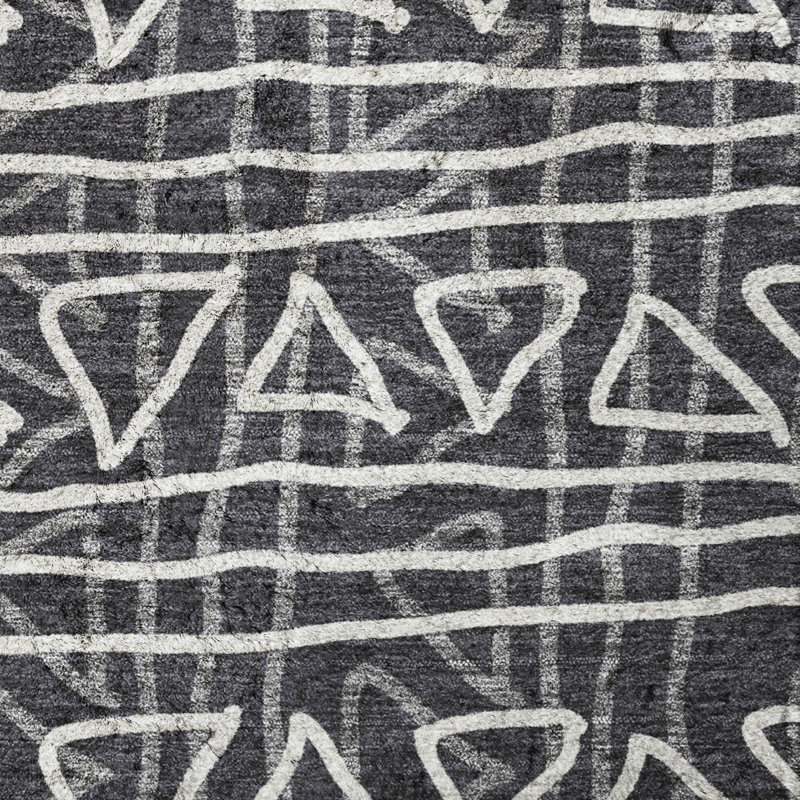 Tapis bohème Dream Shag ADS730 lavable à la machine de qualité supérieure, Black, 1'8" x 2'6"