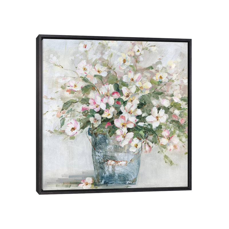 «Rustic Arrangement» par Sally Swatland - reproduction d'art, H 18 po x l 18 po x 1,5 po, Toile avec cadre noir patiné