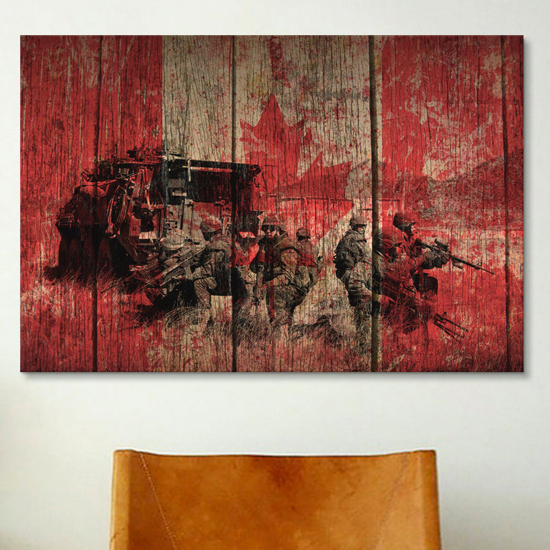 #2, impression sur toile, "canadian militaire armée", H 12 po x l 18 po x P 0,75 po