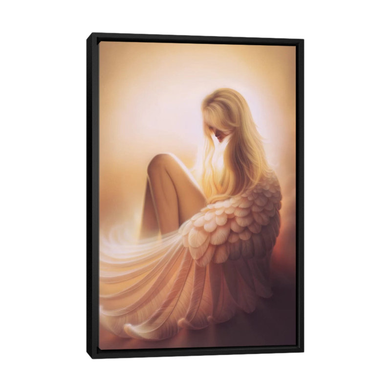 « angelic », impression sur toile, H 26 po x l 18 po x P 1,5 po, Toile avec cadre noir, Pas de tapis