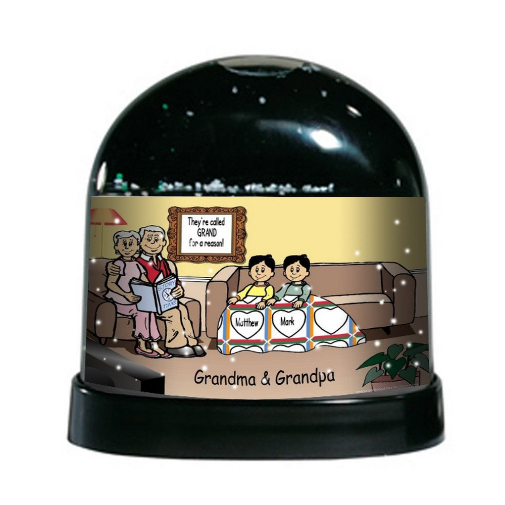 NTT Cartoon Caricature Grandparents Reading 2 Boys Snow Globe The Holiday Aisle® 
