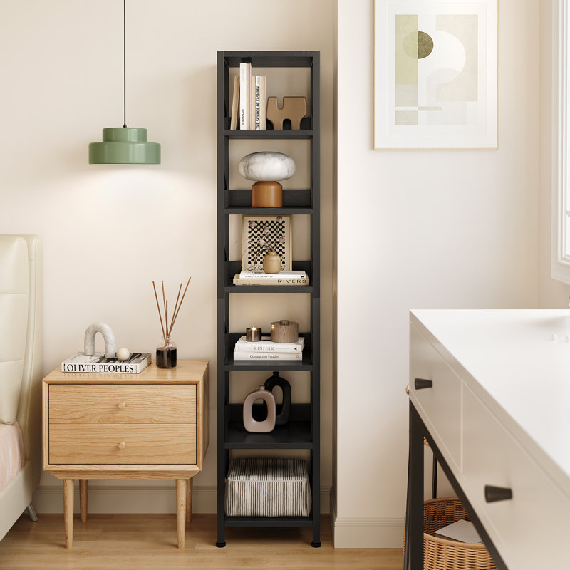 34.8 cm W Iron Bookcase, 180 cm H x 34.8 cm W x 30 cm D x, Black