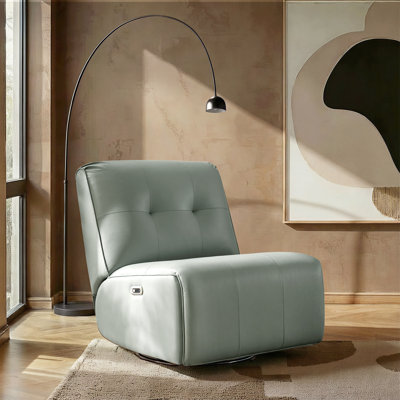 Adamira Modern Faux Leather Swivel Rocker Power Recliner with USB Ports
