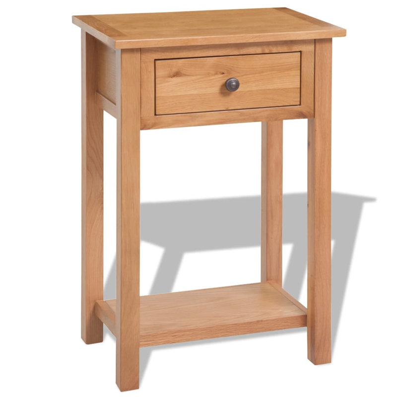 Nightstand Solid Oak Wood Brown, 29.5" H x 19.7" W x 12.6" D