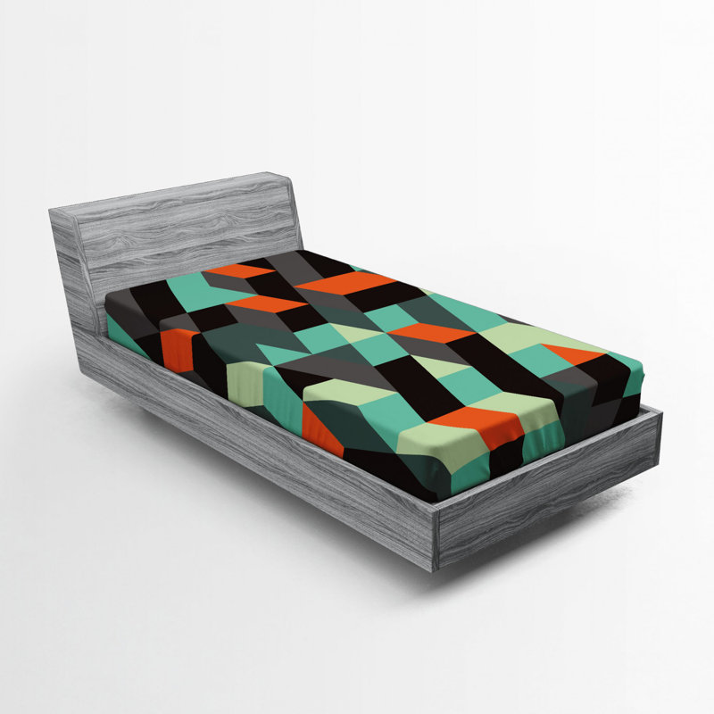 Microfiber Geometric Fitted Sheet, Twin Fitted Sheet