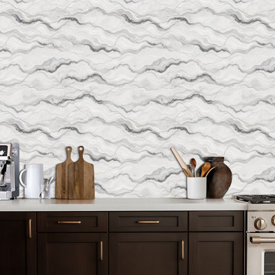 Peel and Stick Wallpaper gray marble Contact Paper Removable Self Adhesive Wall Mural Wall Decor for Bedroom Kitchen Cabinets 17.7in x 118in