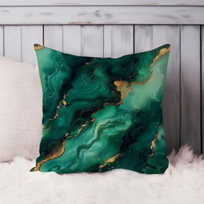 Abstract Green Geode Marble Pattern IX Modern Throw Pillow Cover