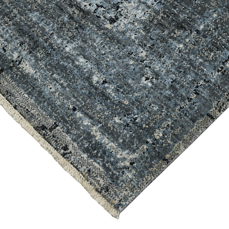 One-of-a-Kind Dazzle Modern Hand-Knotted 2'X3' Wool Blue Area Rug, Rectangle 10' x 14'