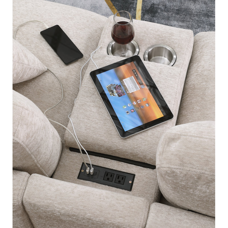 Canapé et chaise rembourrés Nyeisha, Chenille beige