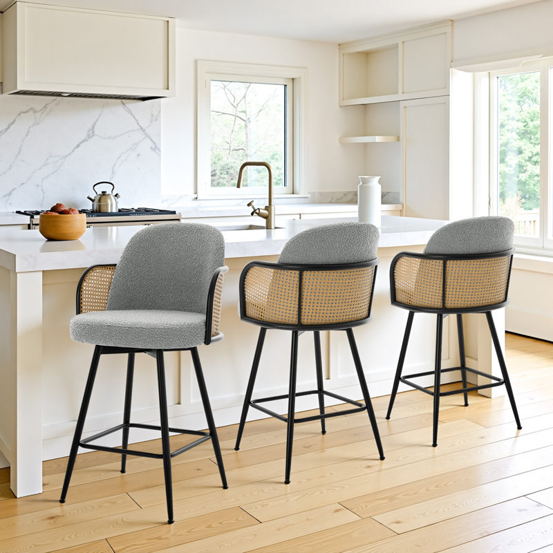 Tabouret de bar rotatif 26 po, Gris, 4