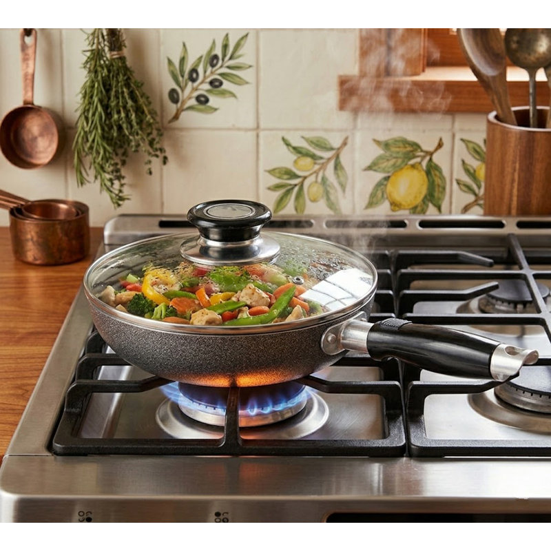12.5" Non-Stick Fry Pan With Lid, 12.5"