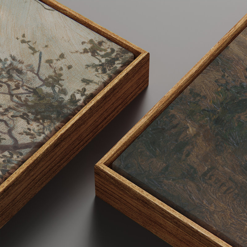 «Vintage Landscape Wall Art», ensemble de 2 toiles encadrées 20 x 60 pouces, Naturel