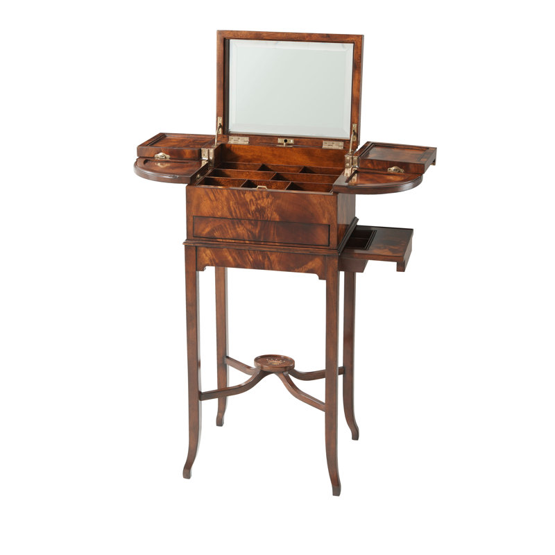Mahogany Vanity with Beveled Mirror and Drawers