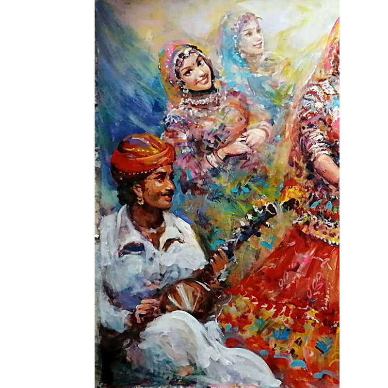 Festival de danse traditionnelle dans le désert | Acrylique sur toile