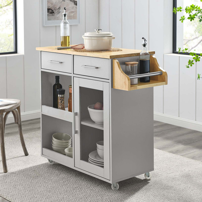 Culinary Kitchen Cart With Spice Rack by Modway, Light Grey