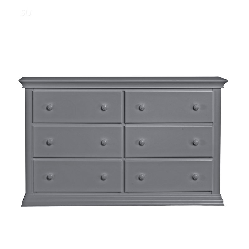 Commode universelle à 6 tiroirs en gris, solution de rangement spacieuse et élégante pour les chambres et les salons modernes