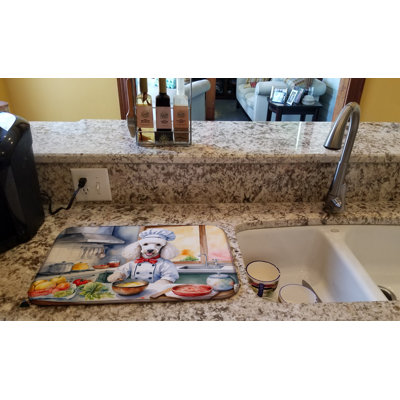 White Poodle The Chef Dish Drying Mat