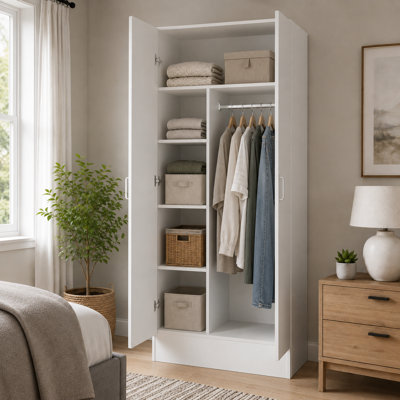 Armoire-penderie l 31,5 po blanche avec tringle et tablettes