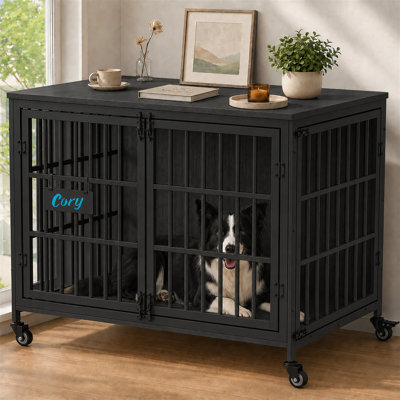 Mobilier de cage pour chien avec portes avant et latérales, chenil robuste pour petits, moyens et grands chiens