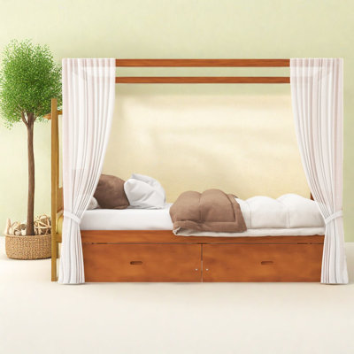 Lits en bois gain d'espace, format Queen avec tiroirs de rangement pour chambre moderne