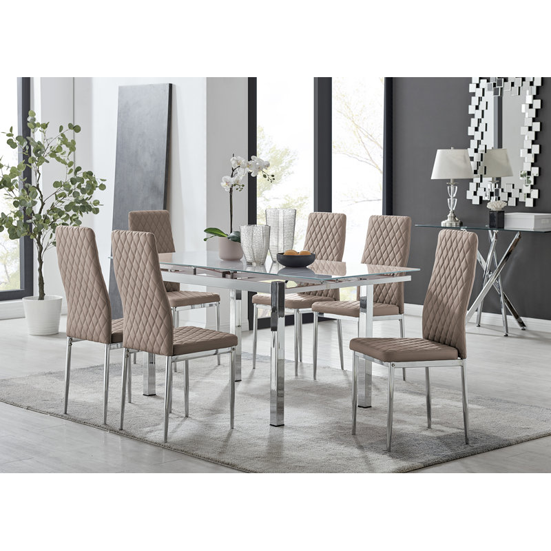 Ensemble de table de salle à manger extensible Tierra Modern, Cappuccino / Argent