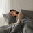 Lyon Charcoal Oversized Cozy 100% Cotton Waffle Washed 3-Piece Full/Queen Duvet Set-114489670-114381492