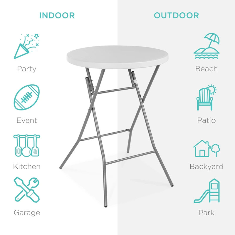 Essential Foldable Bar-Height Patio Table in Heavy-Duty White