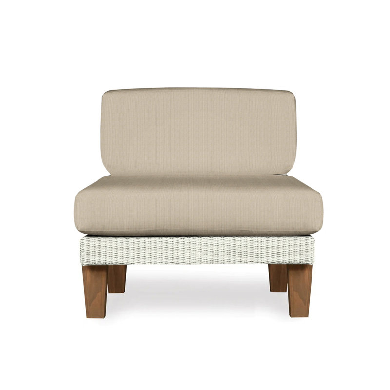 Catalina Outdoor Teak Lounge Chair, Rumba Stonewashed, Ivory