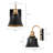 Modern 1-Light Black & Gold Metal Wall Sconce for Damp Indoor Use