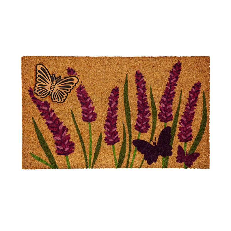 Lavender Field of Dreams Mat with Rubber Embossed Butterfly